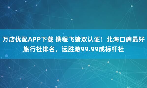 万店优配APP下载 携程飞猪双认证！北海口碑最好旅行社排名，远胜游99.99成标杆社