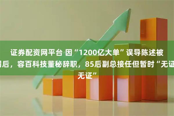 证券配资网平台 因“1200亿大单”误导陈述被罚后，容百科技董秘辞职，85后副总接任但暂时“无证”